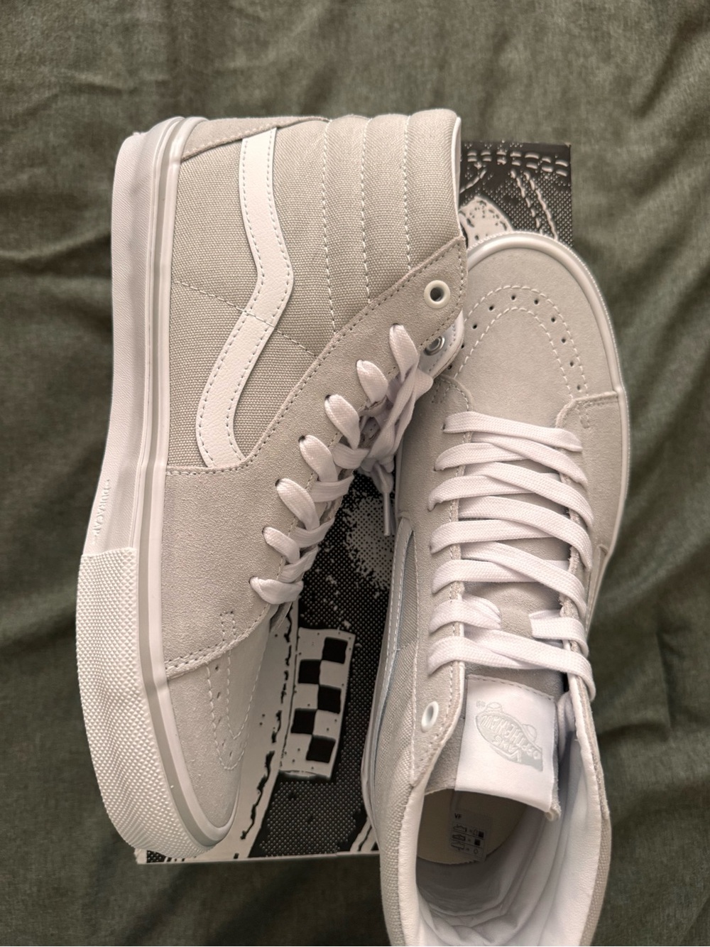 Vans Light Gray and White Sk8-Hi High-Top Sneakers